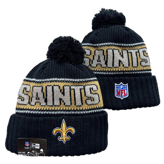Black/Gold/White Football Beanie
