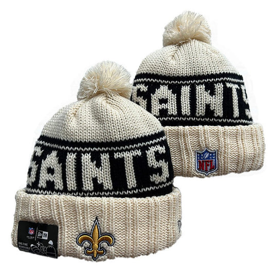 Cream/Black Football Beanie