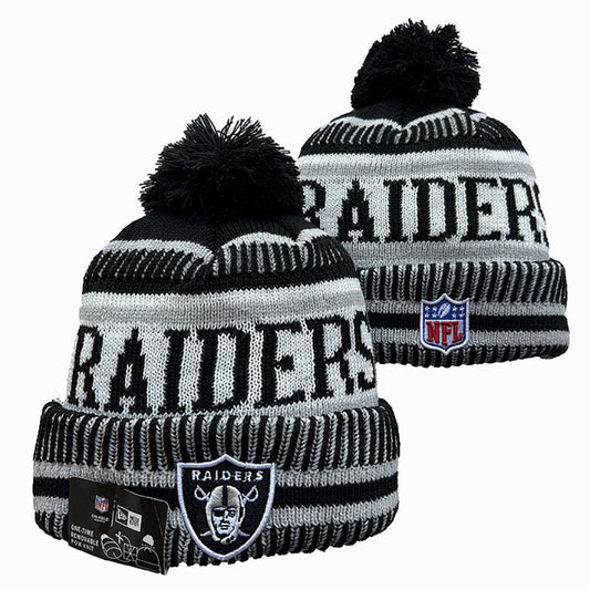 Black/Gray/White Football Beanie