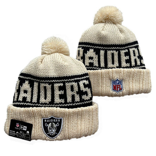 Cream/Black Football Beanie