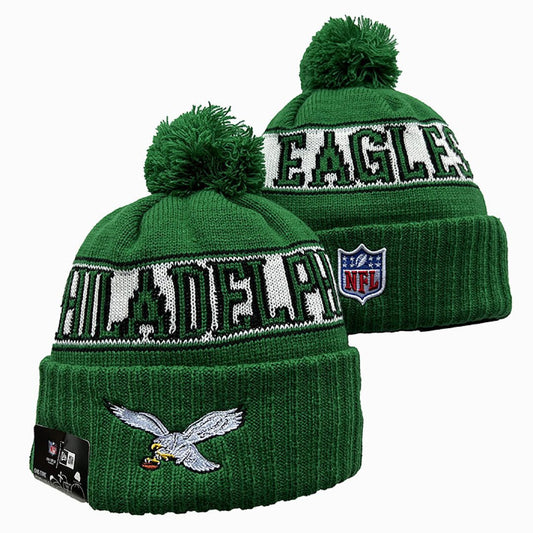 Green/White/Black Football Beanie