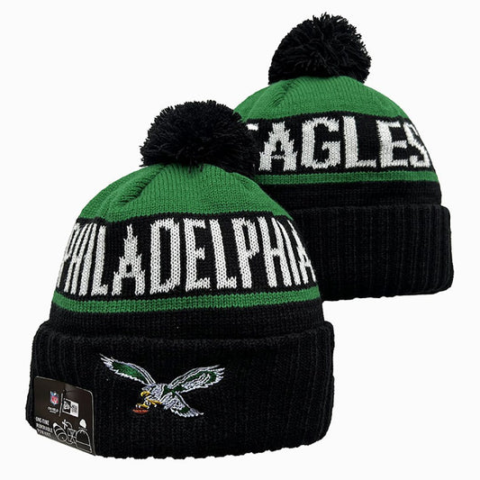 Green/Black/White Football Beanie