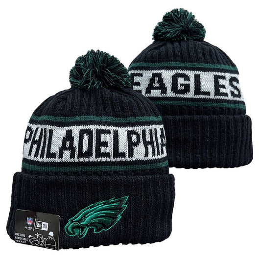 Black/White/Green Football Beanie