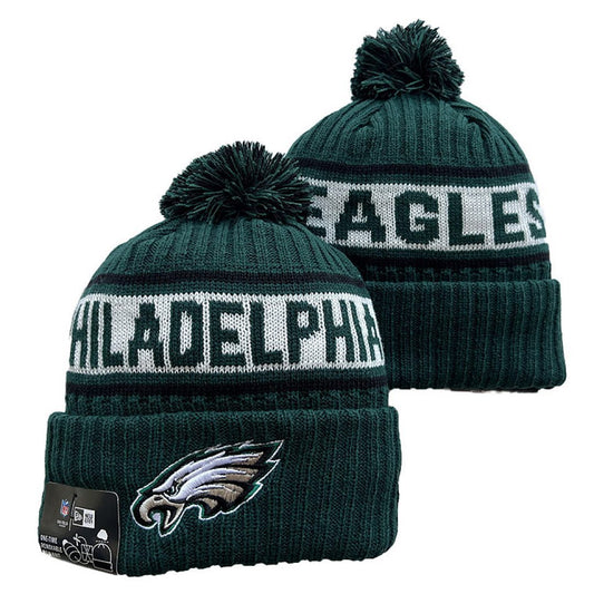 Green/White/Black Football Beanie