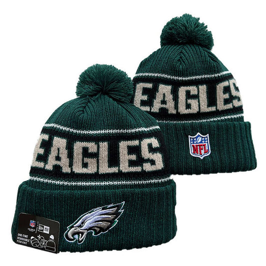 Green/Black/White Football Beanie
