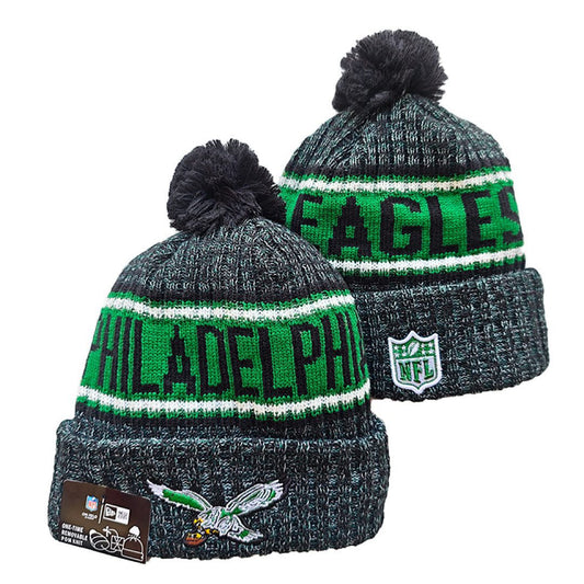 Gray/Green/White/Black Football Beanie