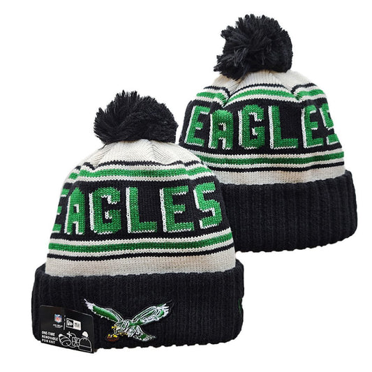 White/Black/Green Football Beanie