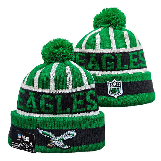 Green/White/Black Football Beanie