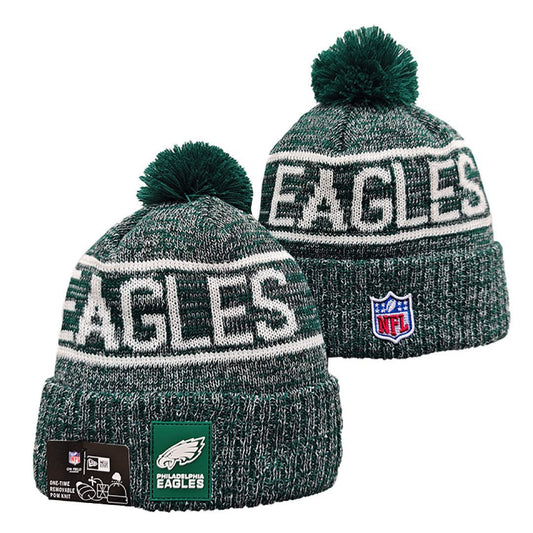Green/Gray/White Football Beanie