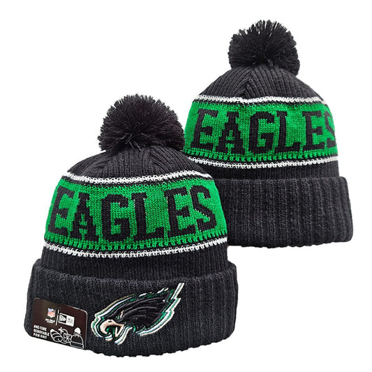 Black/Green/White Football Beanie