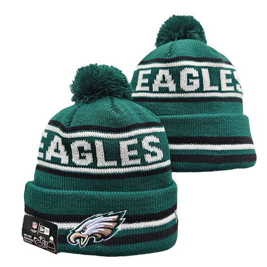 Green/Black/White Football Beanie