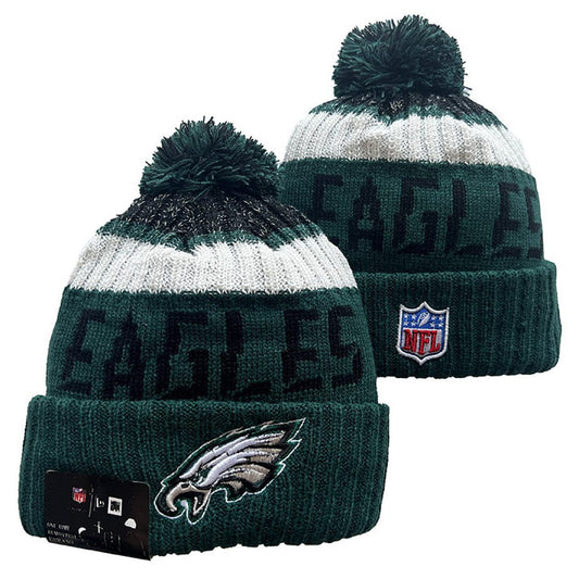 Green/White/Black Football Beanie
