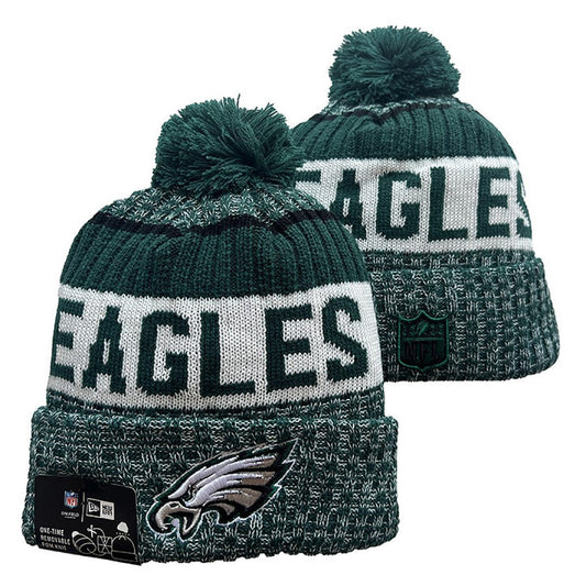 Green/White/Gray/Black Football Beanie