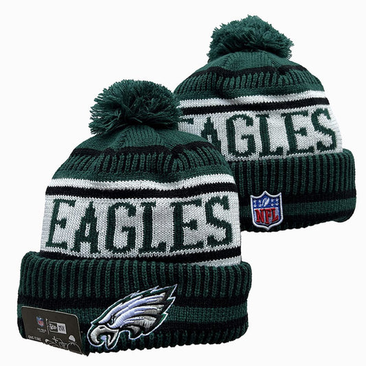 Green/Gray/White/Black Football Beanie