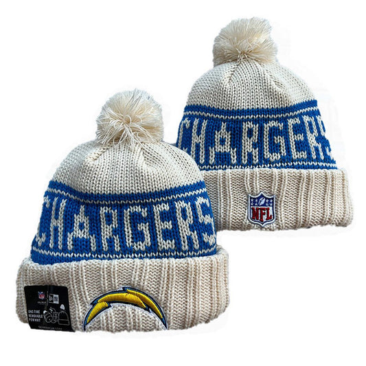 Cream/Blue Football Beanie