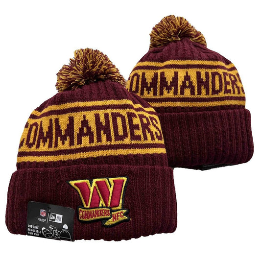 Burgundy/Gold Football Beanie