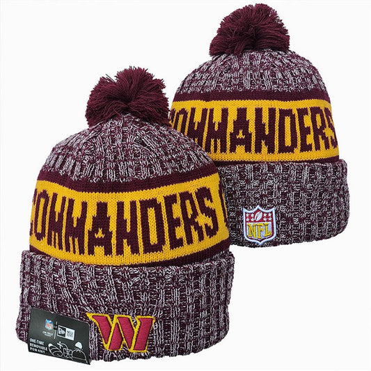 Gray/Burgundy/Gold Football Beanie