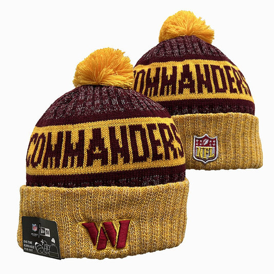 Burgundy/Gold Football Beanie
