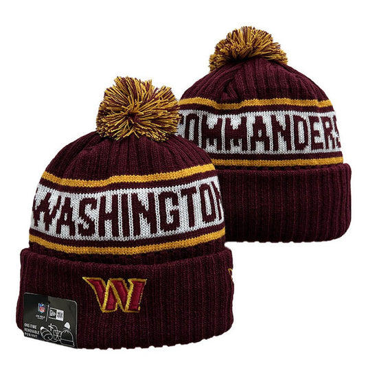Burgundy/White/Gold Football Beanie