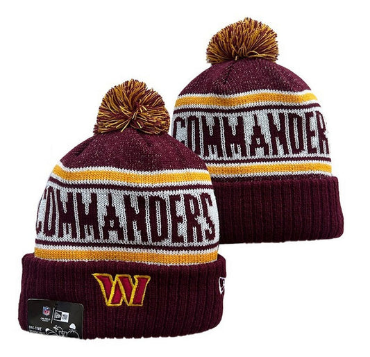 Burgundy/White/Gold Football Beanie