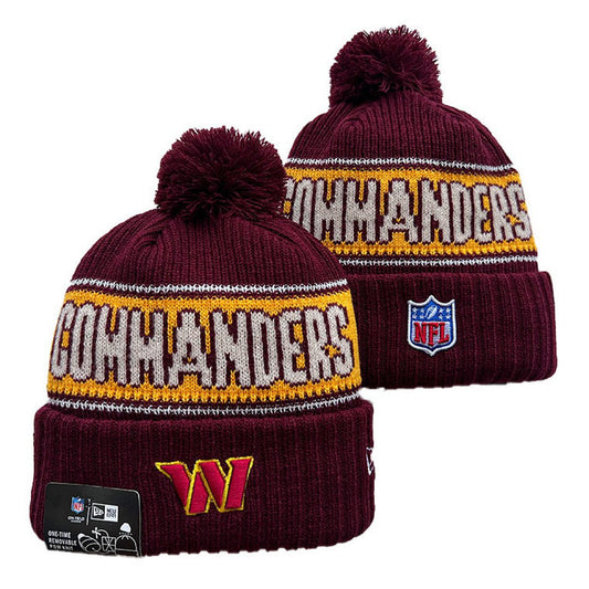 Burgundy/Gray/Gold/White Football Beanie