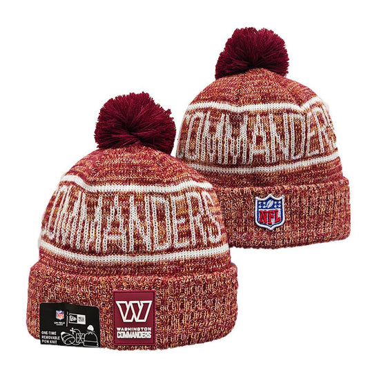 Burgundy/Gold/White Football Beanie