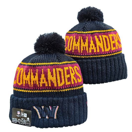 Black/Burgundy/Gold Football Beanie