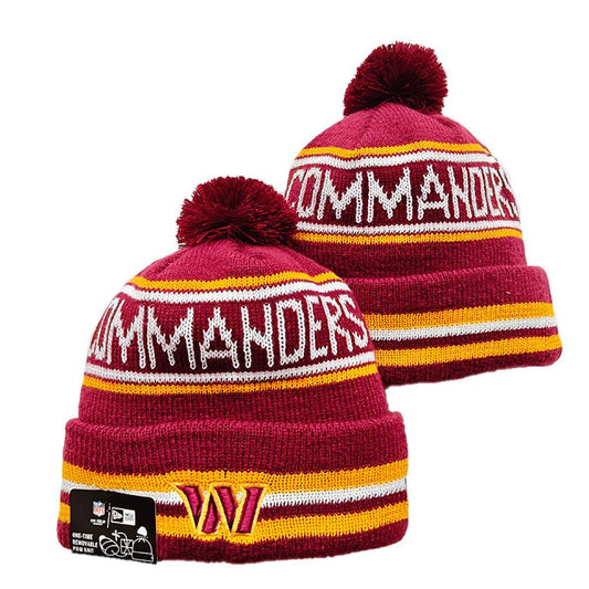Burgundy/White/Gold Football Beanie