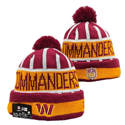 Burgundy/White/Gold Football Beanie