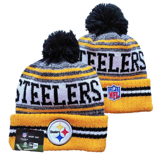 Gold/White/Black/Gray Football Beanie