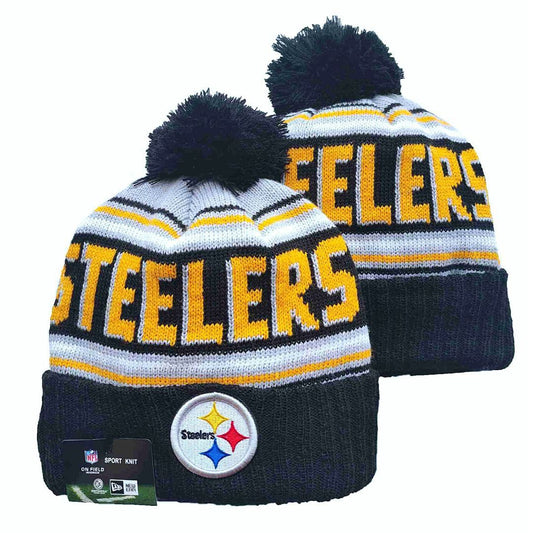 Black/White/Gold Football Beanie