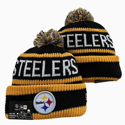 Black/Gold/White Football Beanie
