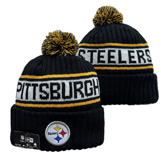 Black/Gold/White Football Beanie