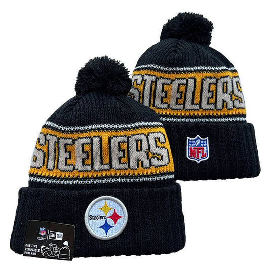 Black/Gray/Gold/White Football Beanie