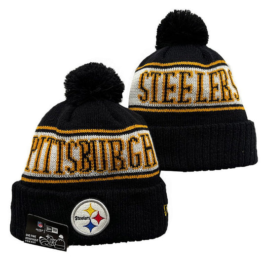 Black/White/Gold Football Beanie