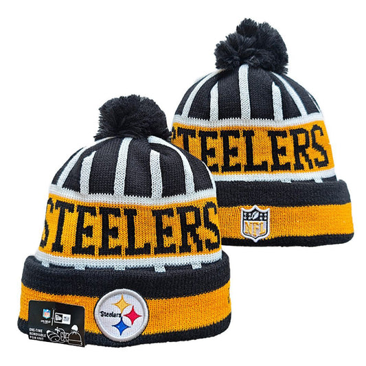Black/Gold/White Football Beanie