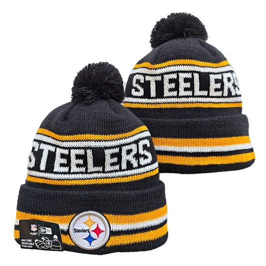 Black/Gold/White Football Beanie
