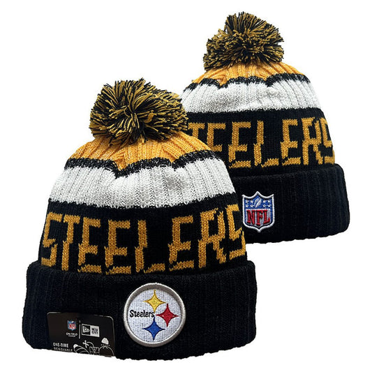 Black/Gold/White Football Beanie