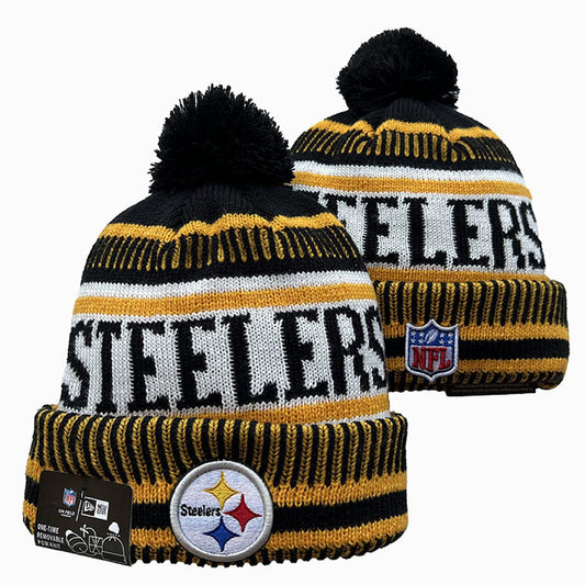 Black/Gold/White Football Beanie