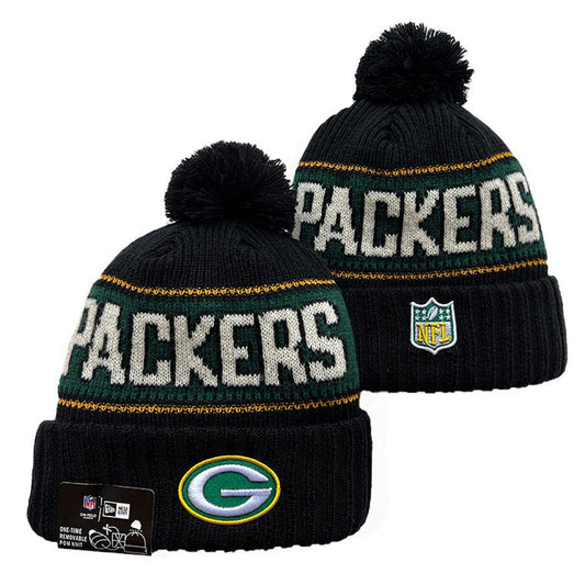 Black/Green/White/Yellow Football Beanie