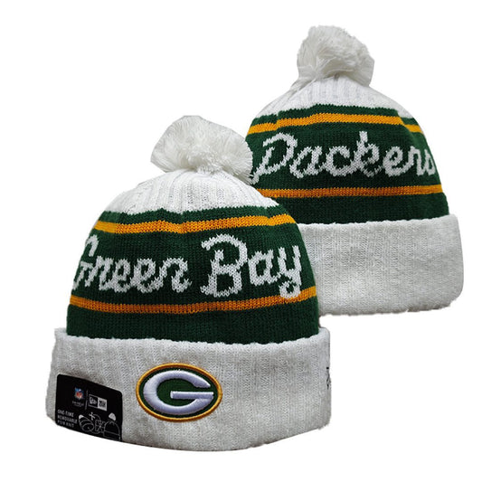 White/Green/Yellow Football Beanie