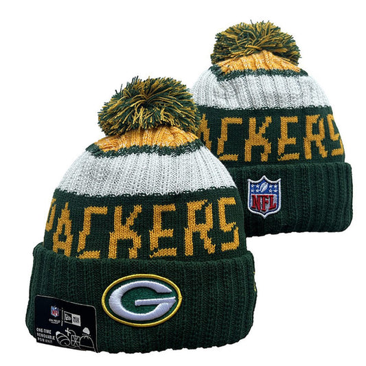 Green/Yellow/White Football Beanie