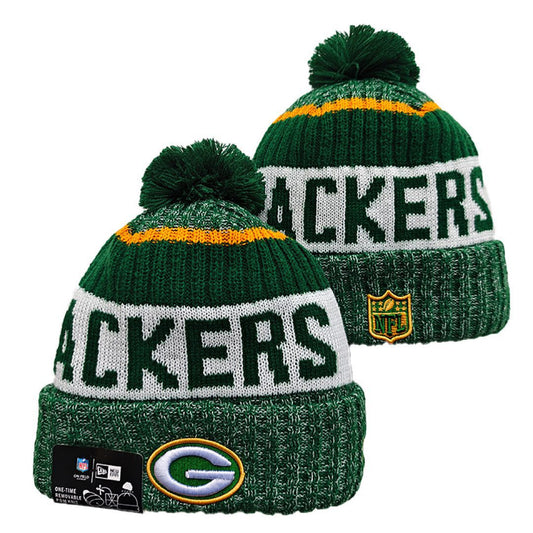 Green/Gray/White/Yellow Football Beanie