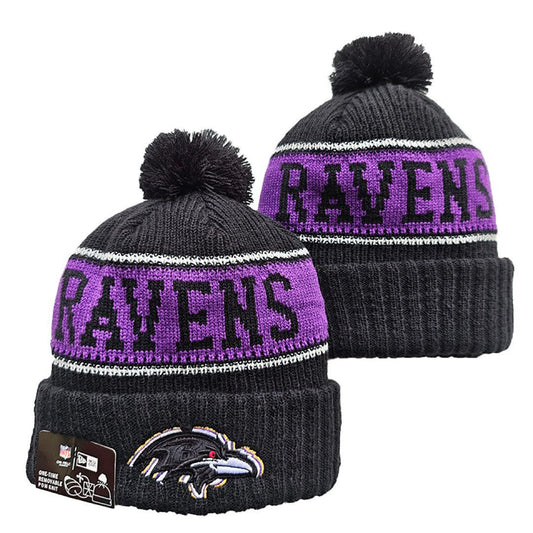Black/Purple/White Football Beanie