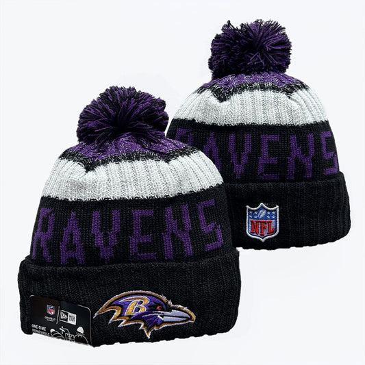 Black/White/Purple Football Beanie