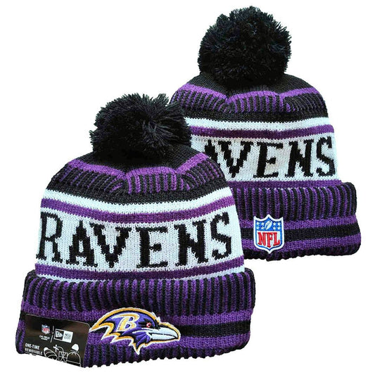 Black/Purple/White Football Beanie