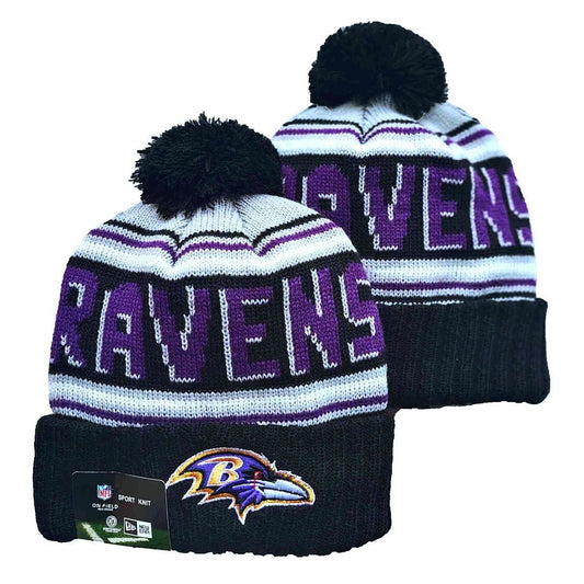 Black/White/Purple Football Beanie