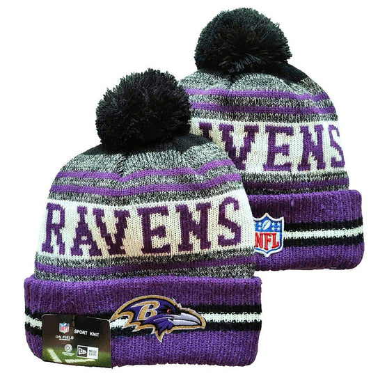 Black/Gray/Cream/Purple Football Beanie