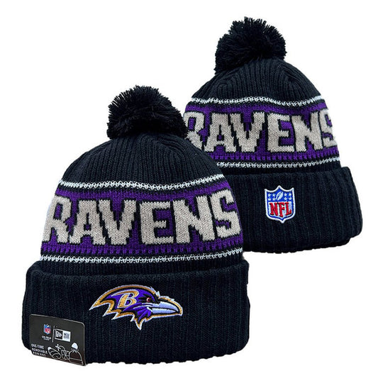 Black/Purple/Gray/White Football Beanie