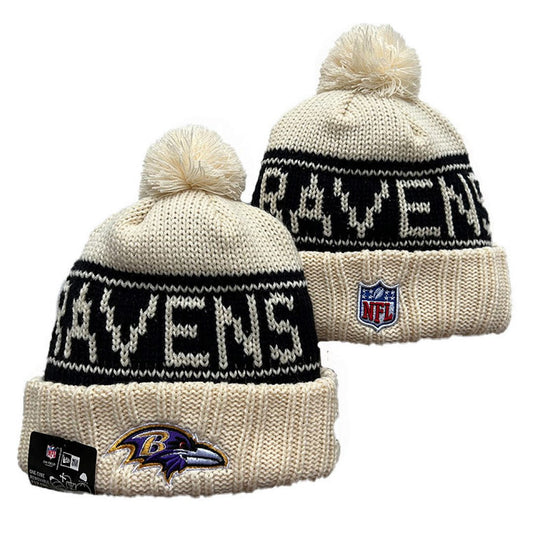 Cream/Black Football Beanie